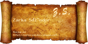 Zarka Sándor névjegykártya